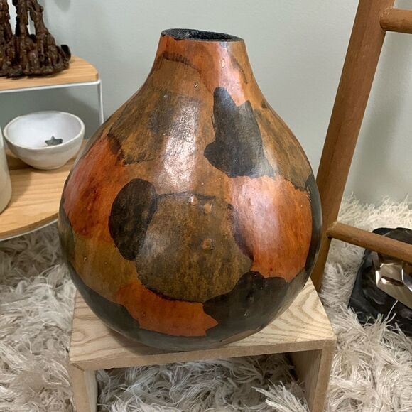 Handcrafted Painted Dried Gourd Vase - Picture 1 of 17